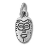 Silver tribal mask pendant charm