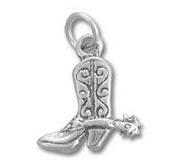 Silver cowboy boot charm with spur