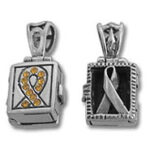 Two rectangular awareness ribbon pendants