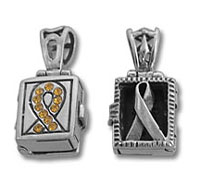 Two rectangular awareness ribbon pendants