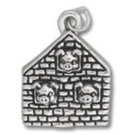 Silver house charm with three pig faces