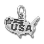 Silver USA map charm with star