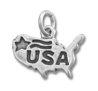 Silver USA map charm with star