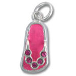 Pink flip-flop charm pendant with rhinestones