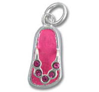 Pink flip-flop charm pendant with rhinestones