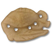 Carved fish-shaped pendant with five holes