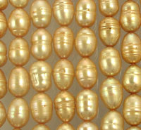 Rows of shiny gold oval beads