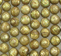 Rows of gold-colored round beads