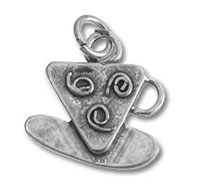 Silver triangular coffee cup pendant charm