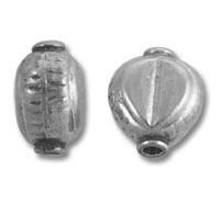 Two silver decorative oval beads