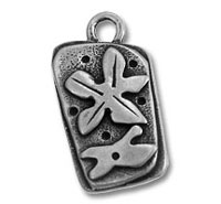 Rectangular silver pendant with starfish motif