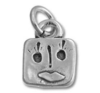 silver square face charm pendant