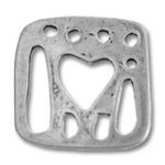 Square metal buckle with central heart cutout