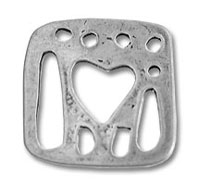 Square metal buckle with central heart cutout
