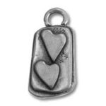Silver pendant charm with two hearts