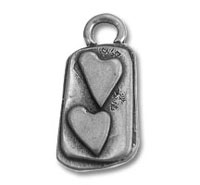Silver pendant charm with two hearts
