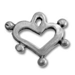 Silver heart pendant with rounded ball accents