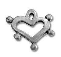 Silver heart pendant with rounded ball accents