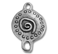Silver spiral round jewelry connector charm
