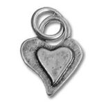 Silver heart pendant charm with loop