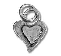 Silver heart pendant charm with loop