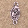Oval silver heart connector pendant charm