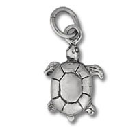 Silver turtle charm pendant with clasp
