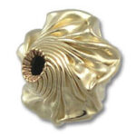 Gold twisted floral bead with central hole