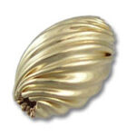 Gold ribbed oval bead