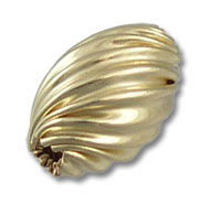 Gold ribbed oval bead