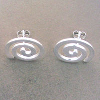 Pair of silver spiral stud earrings