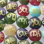 Multi Color 'Love You' Circular Style Glass Beads