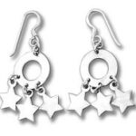 Pair of silver earrings with three dangling stars