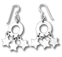 Pair of silver earrings with three dangling stars