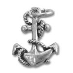 Silver anchor pendant entwined with rope