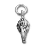 Silver conch shell charm pendant