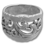 Ornate silver filigree wide band ring