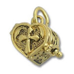 Gold heart-shaped locket with cross detail