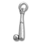 Silver baseball bat and ball pendant