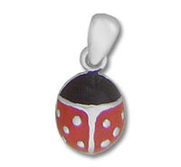 Red ladybug pendant charm with silver bail