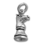 Silver chess knight pendant charm