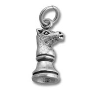 Silver chess knight pendant charm