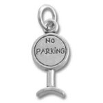 Silver No Parking sign charm