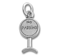 Silver No Parking sign charm