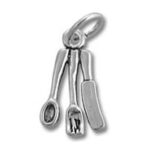 Silver kitchen utensil charm pendant