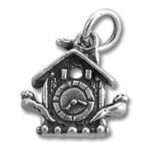 Silver cuckoo clock charm pendant