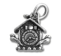 Silver cuckoo clock charm pendant