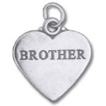 Silver heart pendant engraved "BROTHER