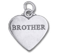 Silver heart pendant engraved "BROTHER