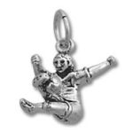 Silver jumping child charm pendant